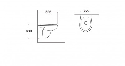 Унитаз подвесной безободковый AQUATEK КАИР AQ1170-00 525*365*380 мм, горизонтальный выпуск, тонкое сиденье с механизмом плавного закрывания, крепеж  - вид 1 миниатюра