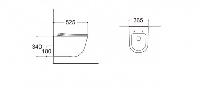 Унитаз подвесной безободковый AQUATEK КЛАССИК AQ1111-00 525*365*340 мм, горизонтальный выпуск, тонкое сиденье с механизмом плавного закрывания, крепеж  - вид 1 миниатюра