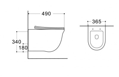 Унитаз-компакт подвесной безободковый Aquatek КЛАССИК AQ1112-00 490*365*340 мм, горизонтальный выпуск, тонкое сиденье с механизмом плавного закрывания, крепеж  - вид 1 миниатюра