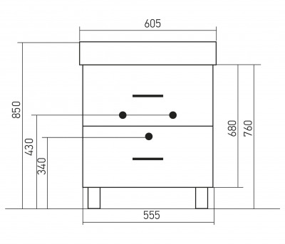 Тумба под раковину Fest-60 MIXLINE Стив-60 белый, напольная 2-ящика (539013) - вид 3 миниатюра