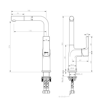 Смеситель для кухни Lemark Ursus (LM7205BL) - вид 1 миниатюра